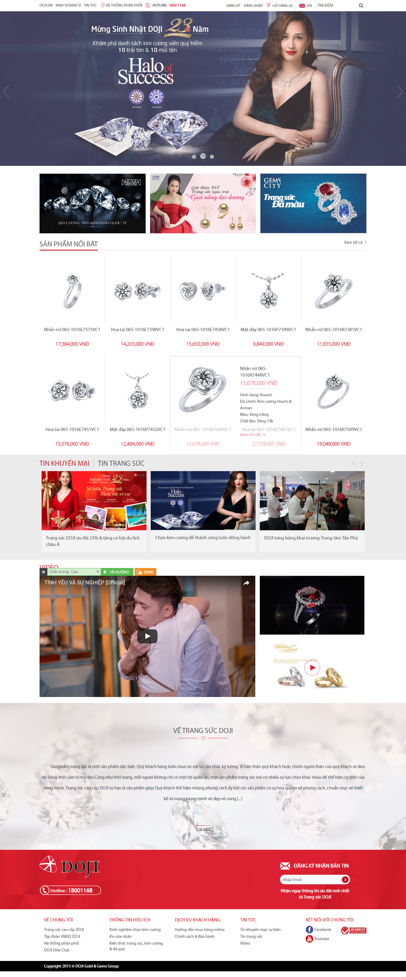 Thiết kế website đồ trang sức cao cấp, dây chuyền, nhẫn kim cương sang trọng, đẳng cấp
